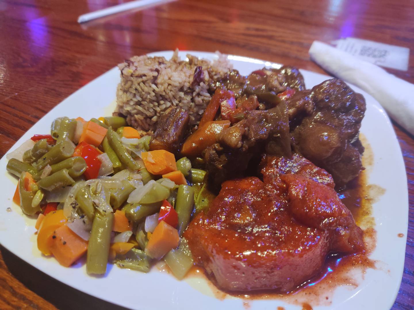 The oxtail dinner at Jerk Fuzion in DeKalb.