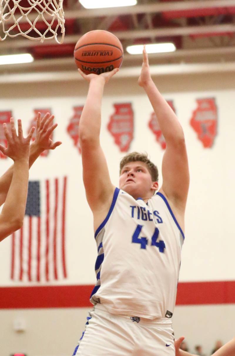 Princeton's Bennett Williams shoots against St. Bede Saturday night in the Colmone Classic.