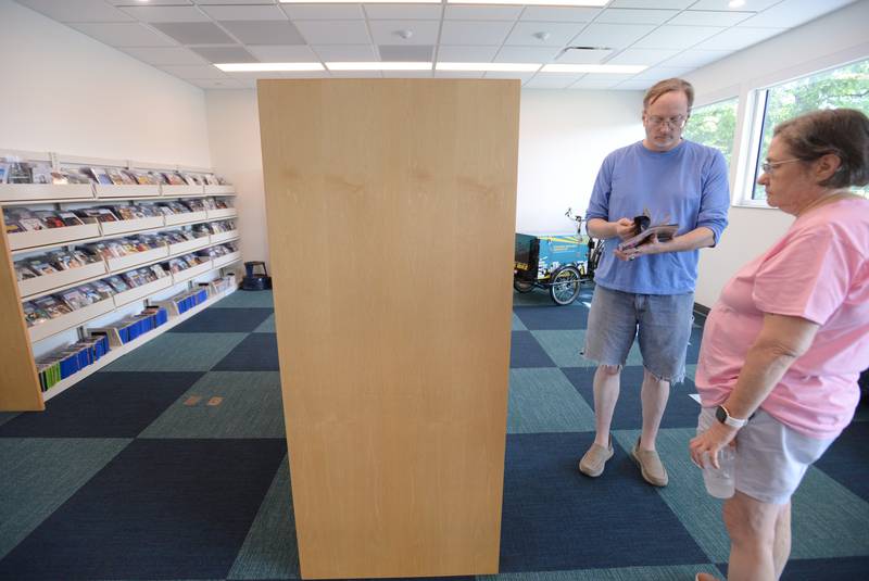 La Grange Park residents Matthew and Melinda Kaiser attend the Lagrange Park Library Grand Reopening Saturday Aug. 3, 2024.