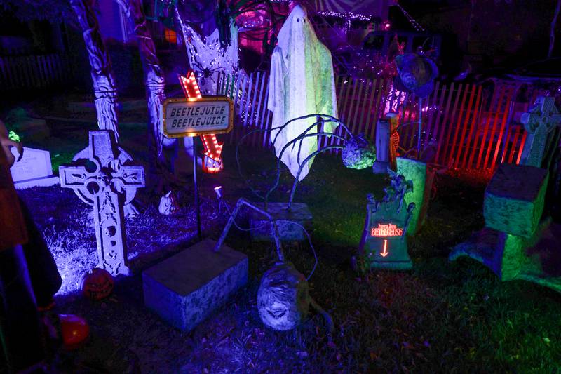 Dave Appel HorrorProps, who made national attention with his “Stranger Things” display, has a Beetlejuice section at his newest Halloween display on Thursday, Oct. 17, 2024 in Plainfield.