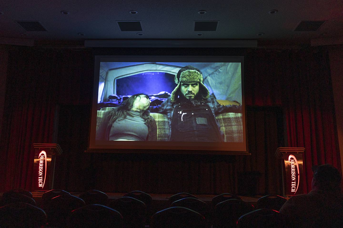 A screen shot from the short film “Peter,” directed by Michael G. Flores, is shown Wednesday, April 29, 2026, at the Northwest Illinois Film Festival in Morrison. The Shorts-A-Palooza fest celebrates Illinois indie filmmakers.