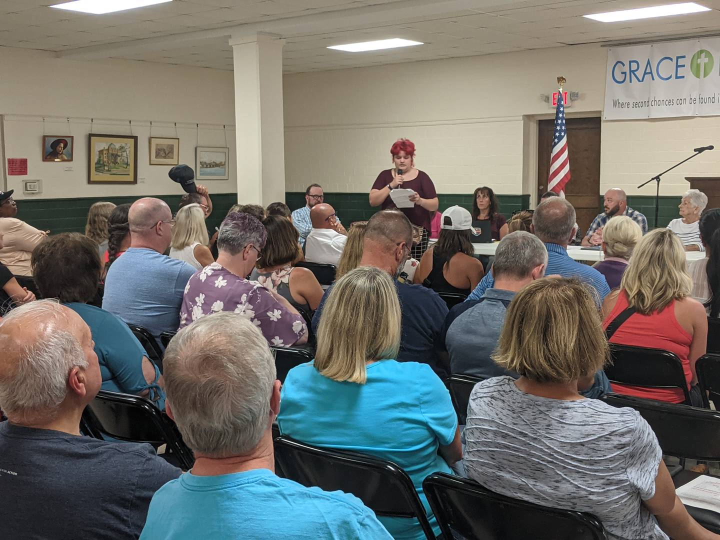 Daxxen Krzykowski, a 15-year-old, speaks during the Dixon Public Library Board meeting July 11, 2022.