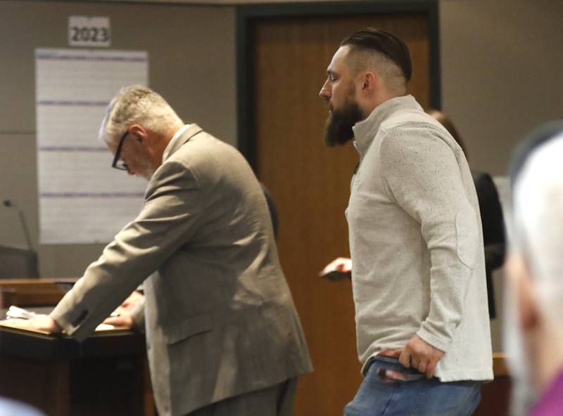 Matthew Lilla walks into court for a hearing Wednesday, April 12, 2023, in the McHenry County courthouse. Lilla, 36, of Chicago, is charged with drug trafficking and other felonies.