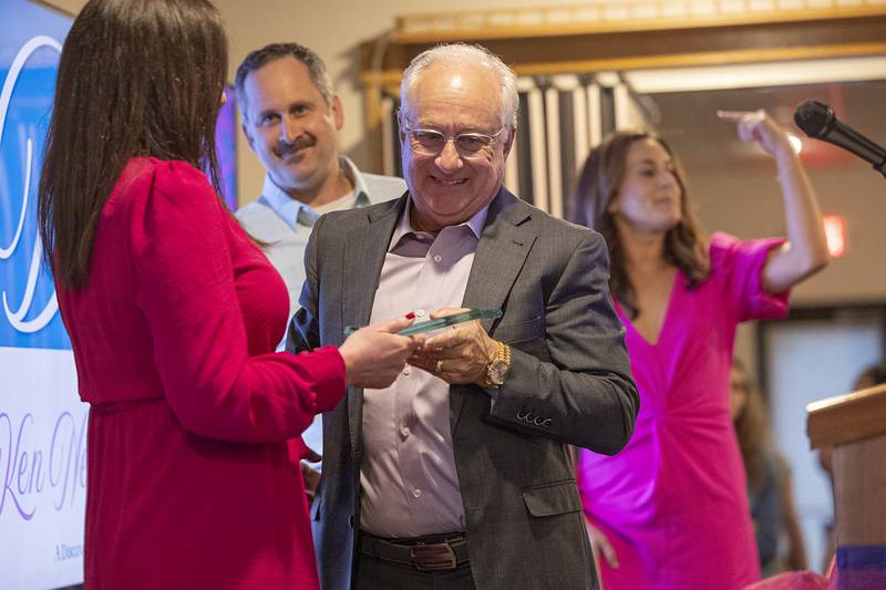 Rick Curia accepts the plaque for Business of the Year awarded to the Ken Nelson Auto Group Friday, April 17, 2026, at the Best of Dixon celebration.