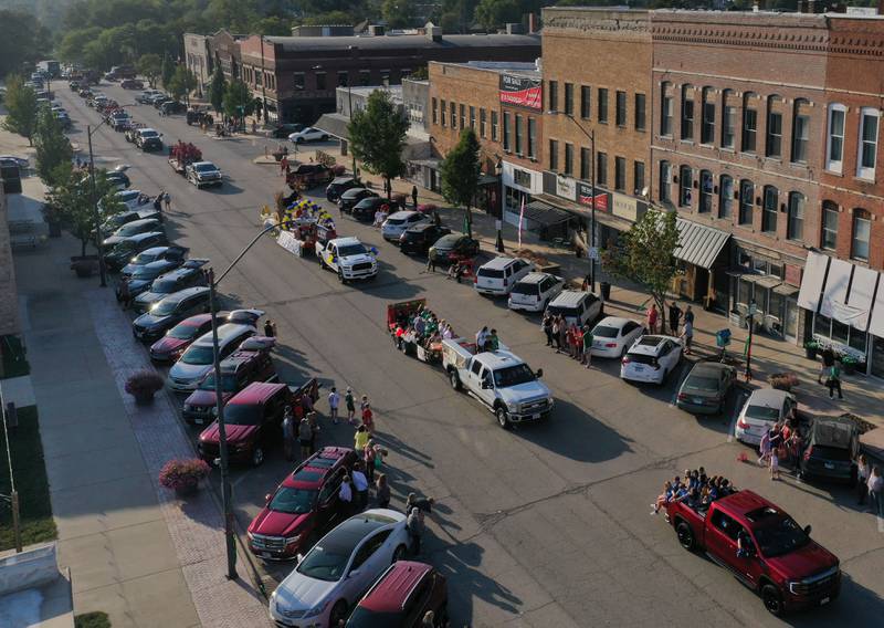 An aerial view of the L-P homecoming parade on Thursday, Oct. 2, 2025 downtown La Salle.