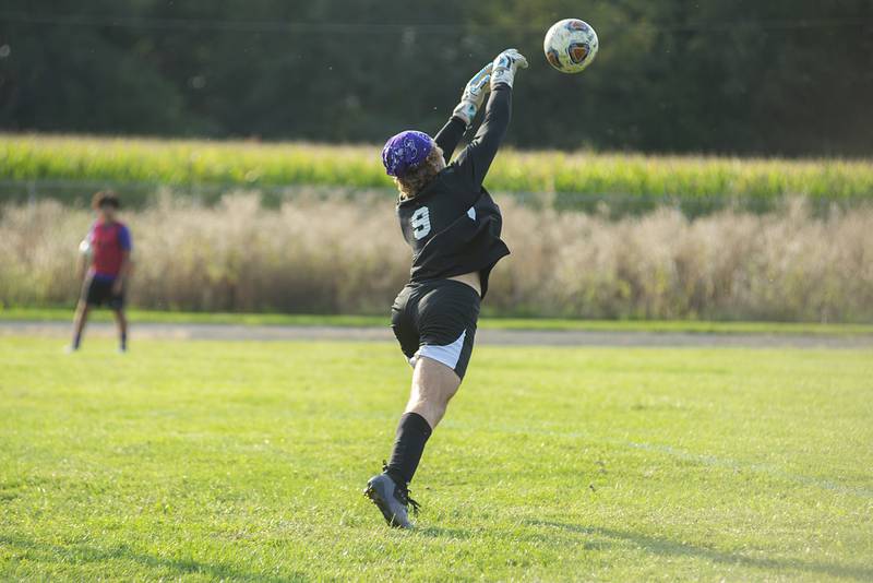 Dixon goalie Rex Blackburn stops a shot against Oregon on Wednesday, Sept. 14, 2022.