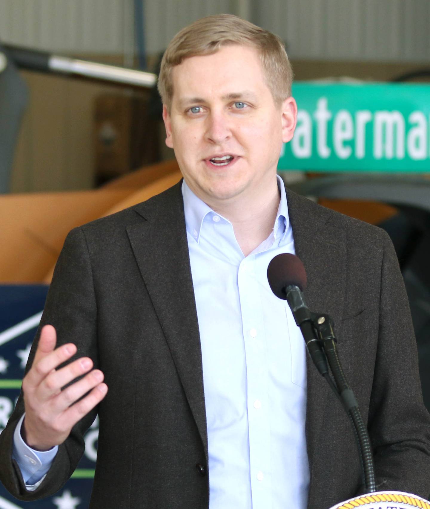 Illinois State Rep. Tom Demmer, R-Dixon, talks about the bipartisan Rebuild Illinois program after Gov. JB Pritzker spoke about Illinois' investment into local infrastructure Thursday morning at Baie & Baie in Waterman.