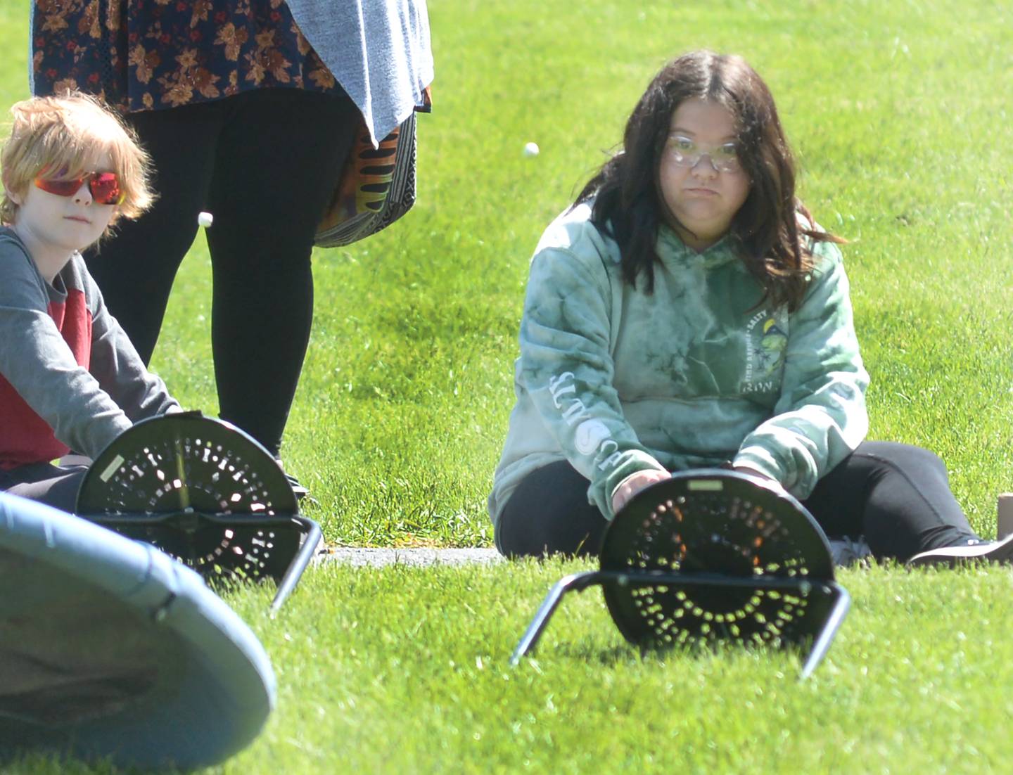 Oregon sixth grader Harmony Coy shoots a miniature marshmallow with her catapult on Friday, May 9, 2025.