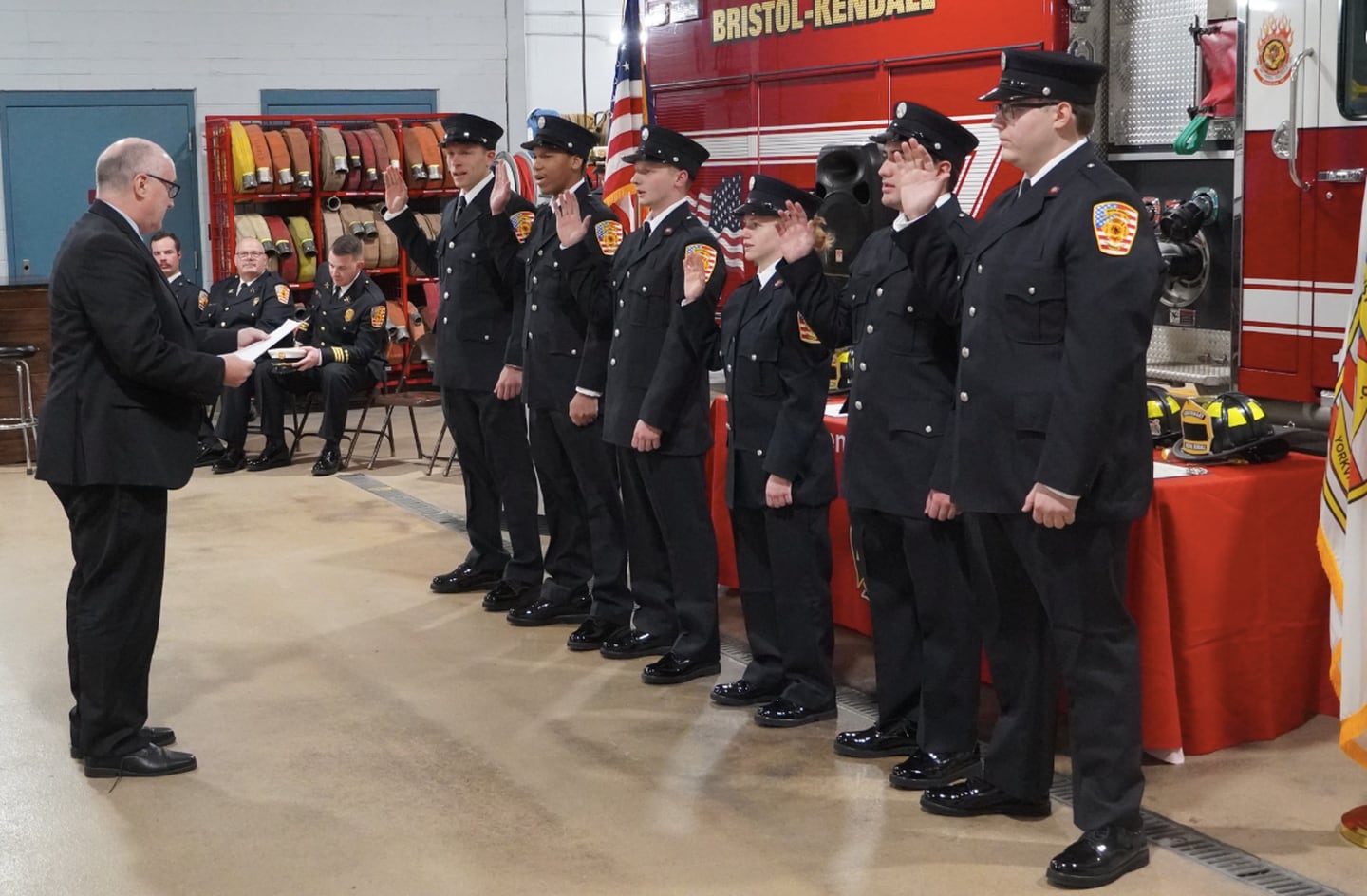 The Bristol Kendall Fire Protection District swore-in six new full-time firefighters on Dec. 4, 2025.