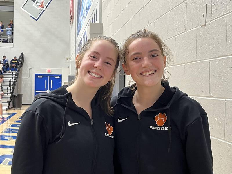 Ella Madalinski (left) and Katie Hamill helped lead Crystal Lake Central to a 49-42 win over Burlington Central on Friday.