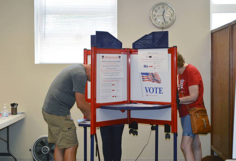 Area voters cast their ballots at Mt. Morris Village Hall during the June 28 primary election. As of 12:15 p.m. on Tuesday, 168 ballots had been cast at the village hall.
