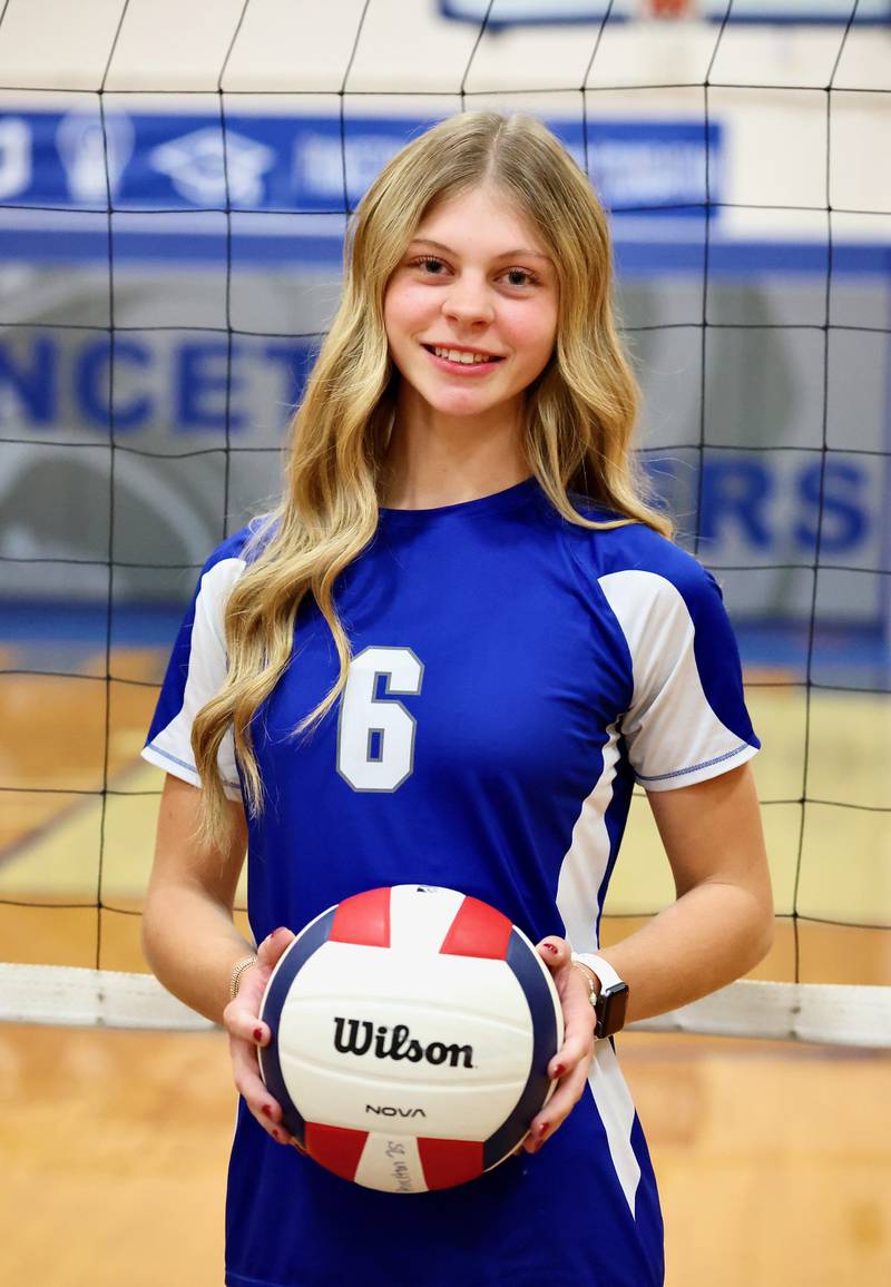 Princeton senior Caroline Keutzer is the 2025 BCR Volleyball Player of the Year. She received unanimous first-team Three Rivers East All-Conference and was named to the Illinois Volleyball Coaches Association All-State Honorable Mention team.