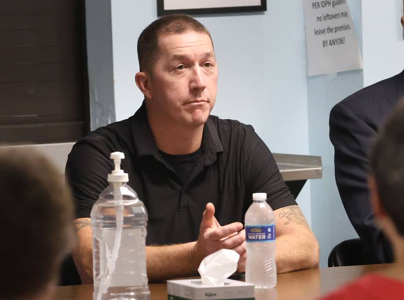 Joe Flanagan, candidate for Bureau County Sheriff, speaks during a candidate forum on Tuesday, Feb. 17, 2026 at the Bureau County Senior Center in Princeton.