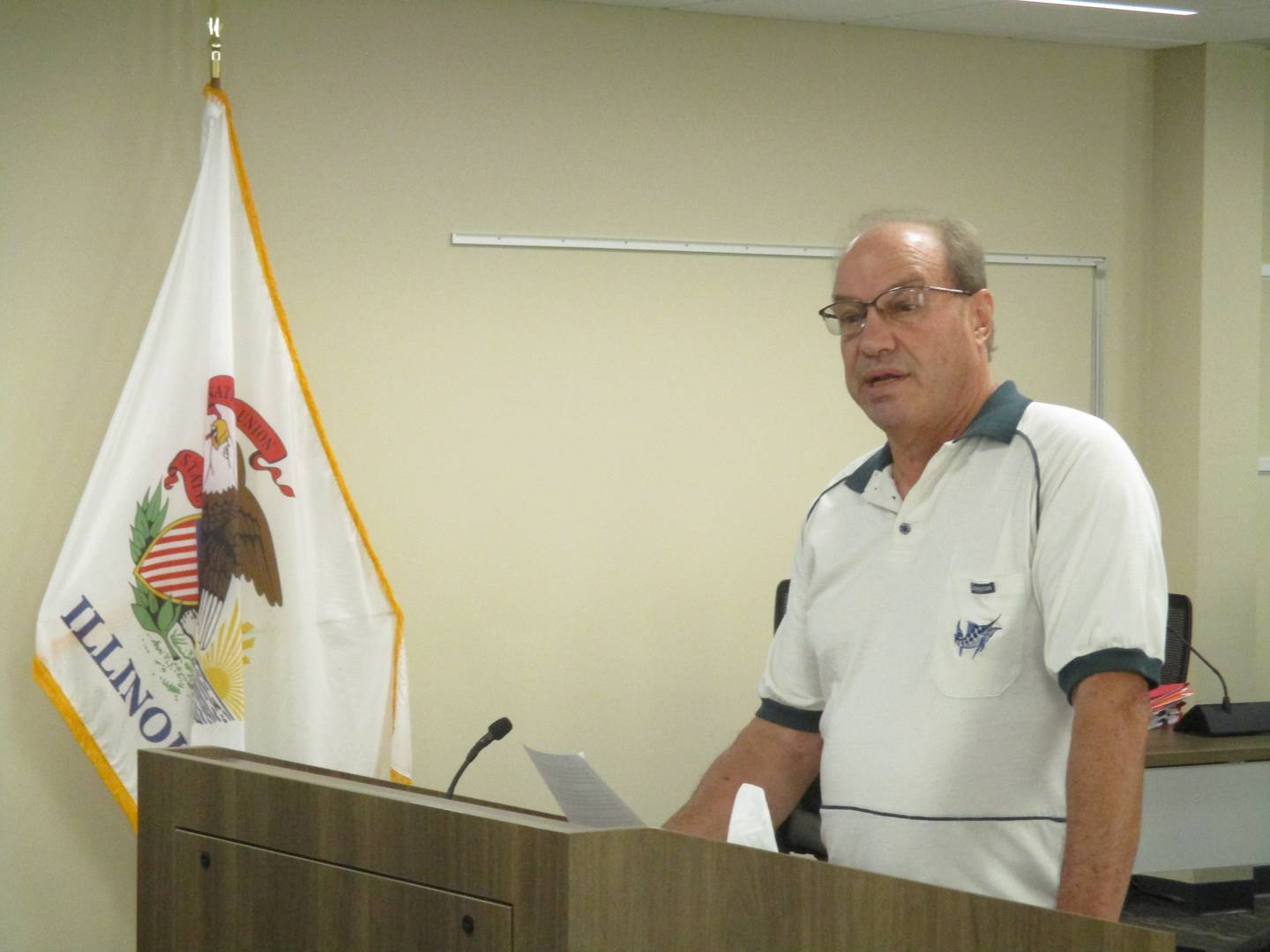 Kendall County Board candidate Todd Milliron speaks to board members on Aug. 16, 2022.