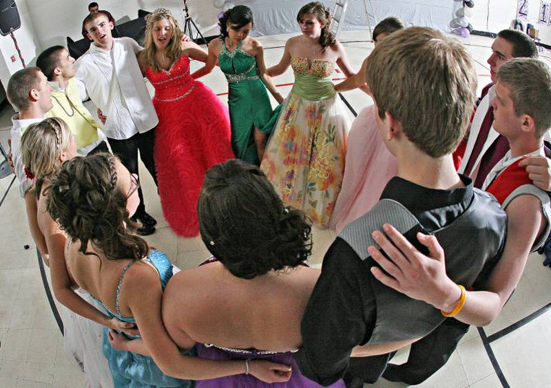 Woodland High School students enjoy the last dance at prom Saturday night at Woodland School in South Streator.
