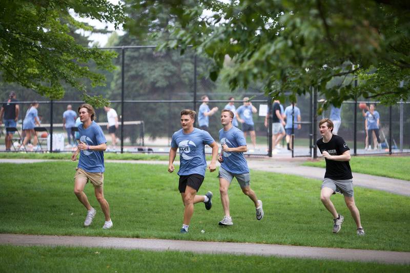 Participants taking part in The Amazing Race Hardy Strong at Mt. St. Mary Park in St. Charles on Saturday, August 5, 2023