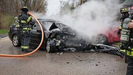 Car burst into flames in Prairie Grove crash that injured other driver