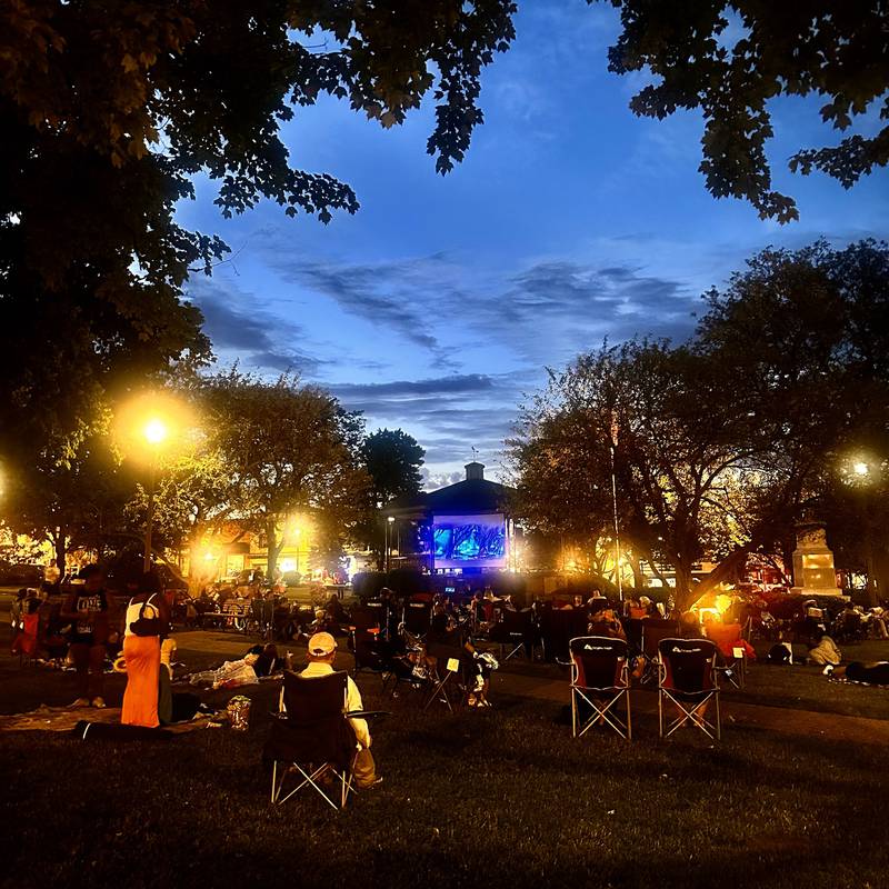 Enjoy a movie in the historic Woodstock Square on select Thursdays this summer.