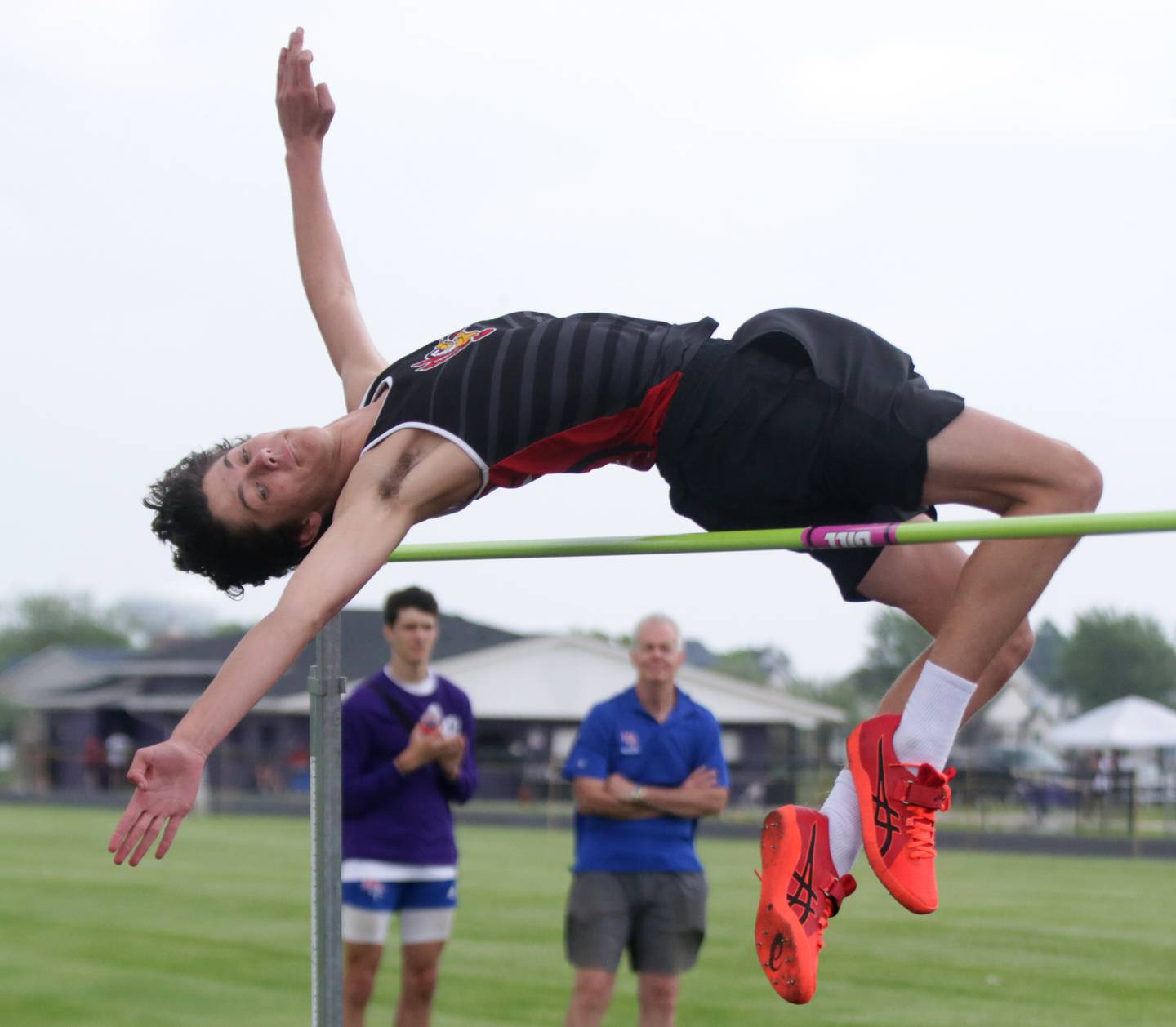 Benet Academy's Jack Chvatal clears the bar in the high jump during the Class 1A Boys Sectional track meet on Friday, May 20, 2022 in Plano.