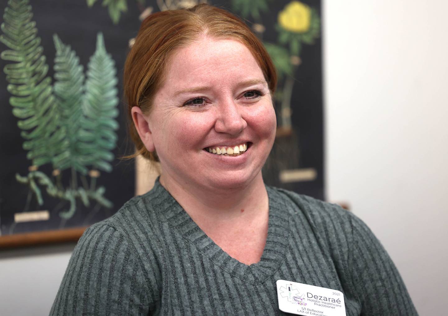 Dezaraé Haley, a U.S. Army veteran and owner of The Herbal Oracle in DeKalb, Thursday, Oct. 10, 2024, at her shop in downtown DeKalb. Haley talked Thursday about her experiences in the service and how her natural holistic living lifestyle has made her family happier and healthier.