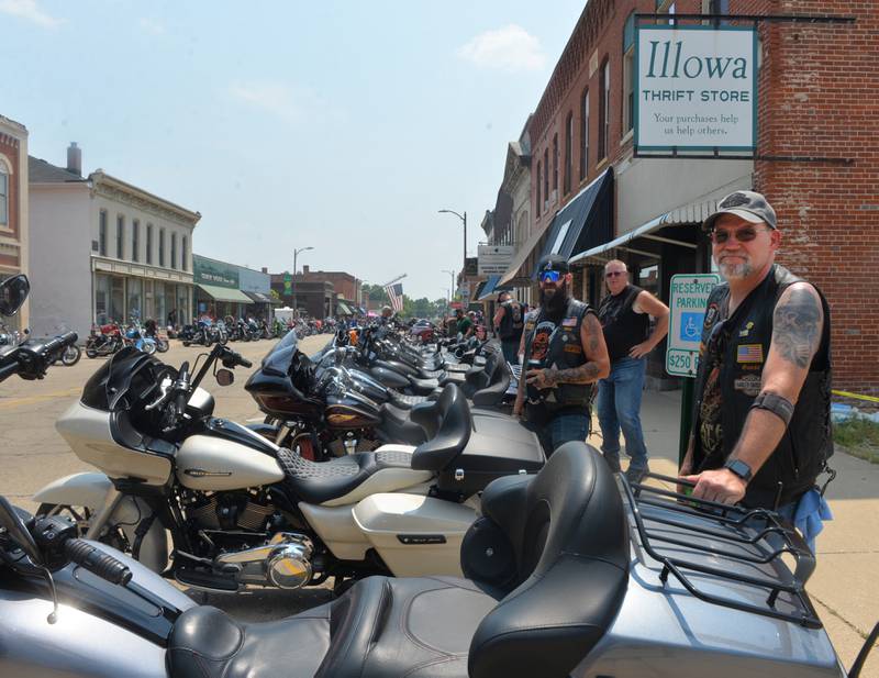 Chad "Goose" Hudson (right) and Josh Pope, both of Sterling, were two of the several hundred motorcycle riders who took part in the "Blessing of the Bikes", in downtown Fulton on Sunday, June 4.