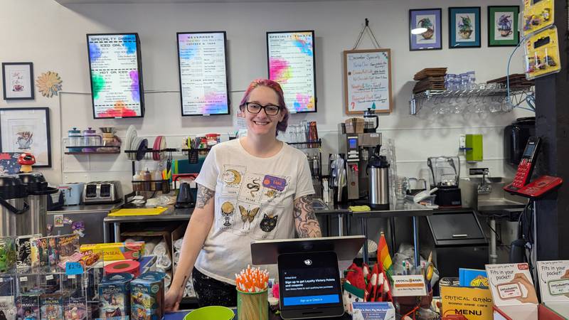 Dana Buxbaum-Tennant, who owns Critical Grind Board Game Café  in Shorewood with her partner Shaun Tennant, is seen inside the cafe on Saturday, December 7, 2024, in Shorewood. Buxbaum-Tennant was concerned Critical Grind might close and started a GoFund Me with the goal of keeping the cafe open. The appeal brought unexpected support and Critical Grind will remain open, she said.