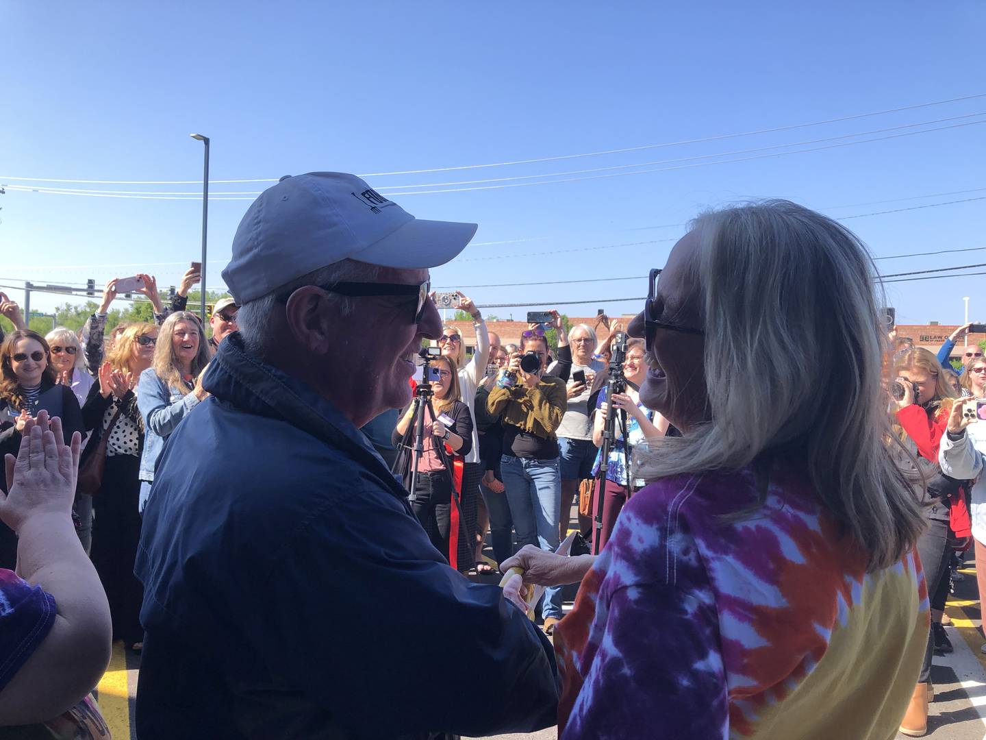 Scott and Kim Breaks cut the ribbon at the grand opening of the Food Shed Co-op in Woodstock on May 15, 2024.