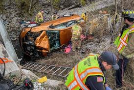 Person airlifted after car crashes through guardrail, lands in steep embankment in Huntley 