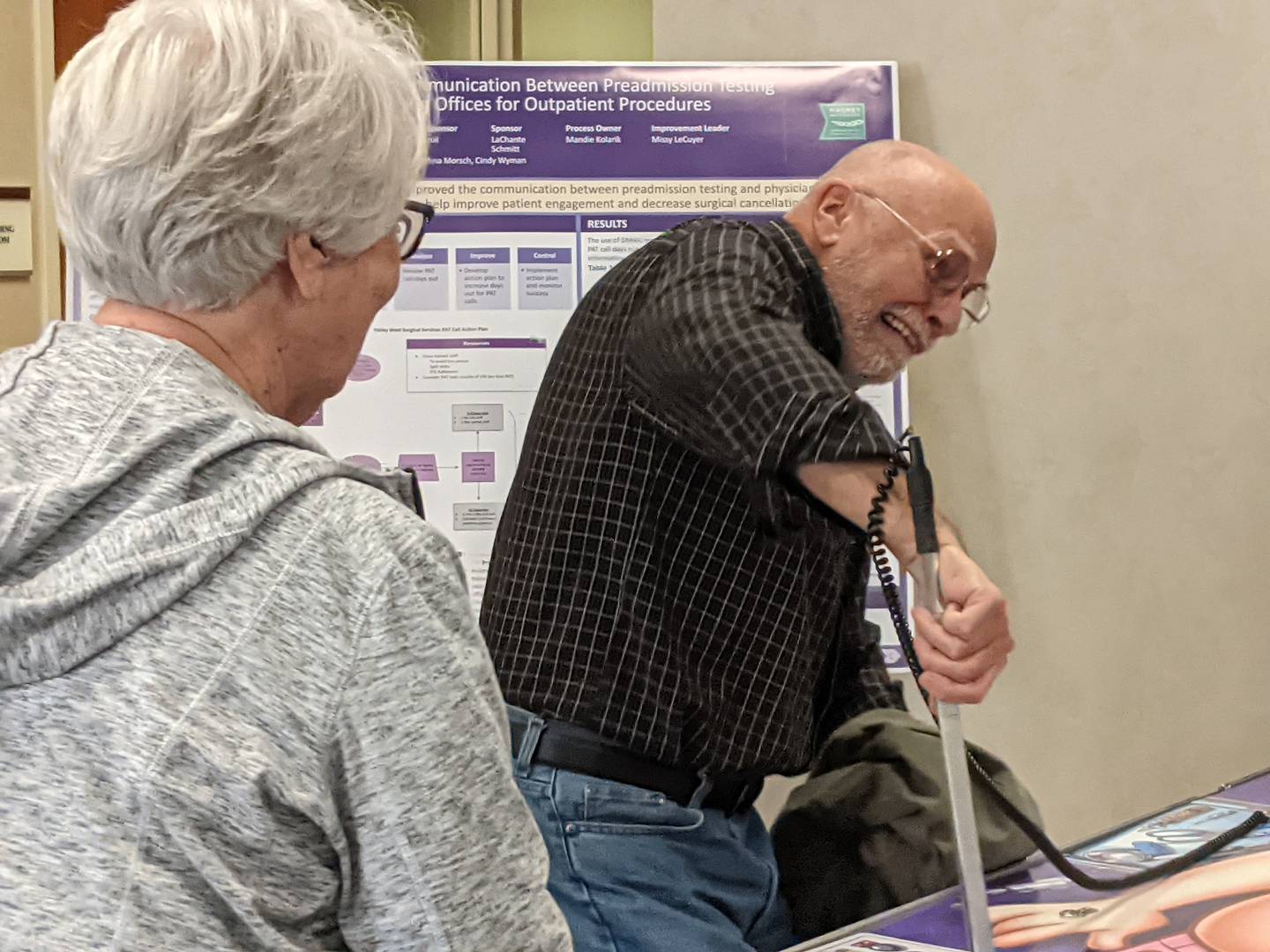 Retired Northwestern Medicine Valley West Hospital employee Steve Wolf and his wife, Jane, play a life-sized version of the board game Operation as part of National Rural Health Day on Nov. 16 at Northwestern Medicine Valley West Hospital in Sandwich.