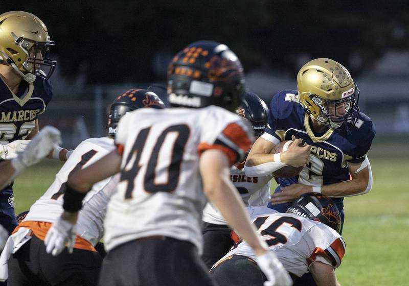 Polo’s JT Stephenson looks for running room against Milledgeville Friday, Sept. 19, 2025.