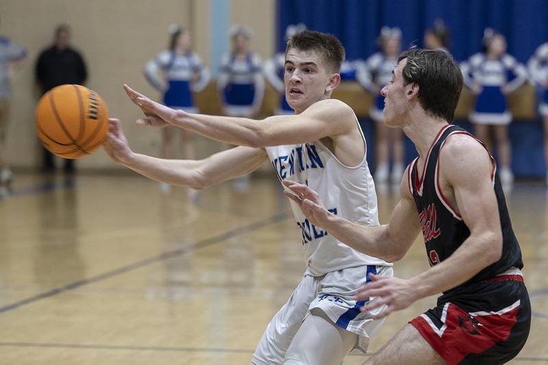 Newman’s Cody McBride makes a pass against Hall Friday, Jan. 17, 2025 at Newman High School.