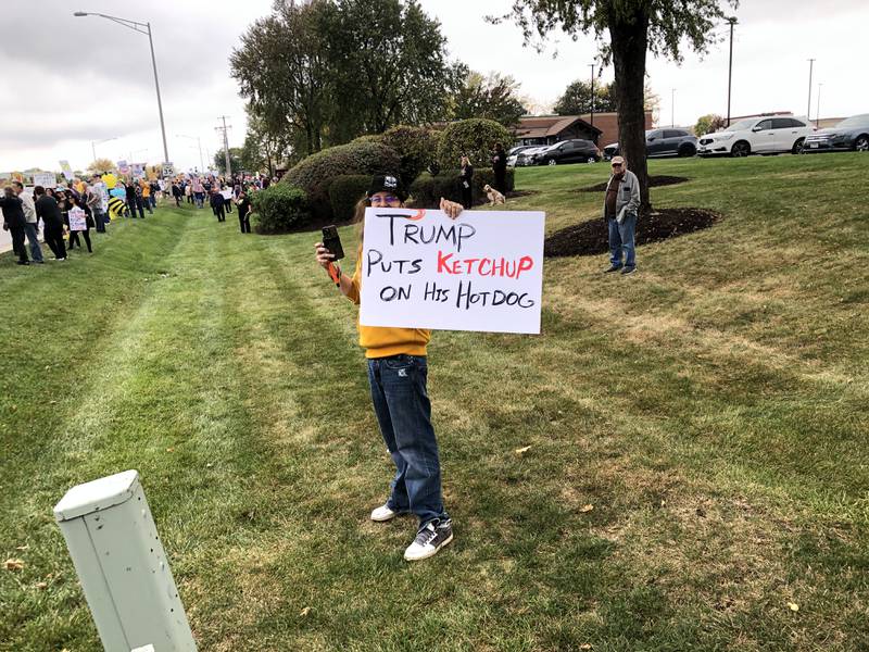 Up to 2,000 were estimated at the No Kings rally Saturday in Crystal Lake, with protesters lining several blocks of Route 14 during the event, part of a national protest.