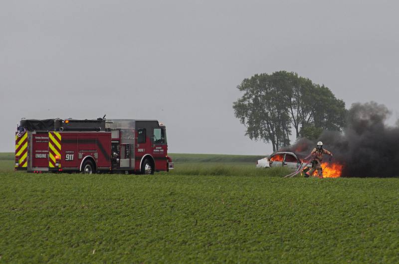 Dixon rural responds to a single vehicle fire call at the corner of Hoyle and Bloody Gulch Road on May 28.