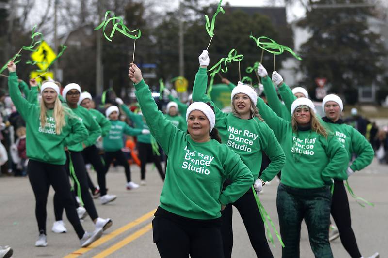 Dancers from Mar Ray Dance Studio perform as McHenry ShamROCKS the Fox Festival Parade makes its way along Green Street on Saturday, March 14, 2026. In McHenry.