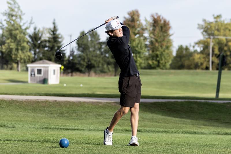 Lincoln-Way West’s Jack Djulabic competes in the IHSA Boys’ Class 3A Regional at Green Garden in Frankfort on Oct. 1, 2025.