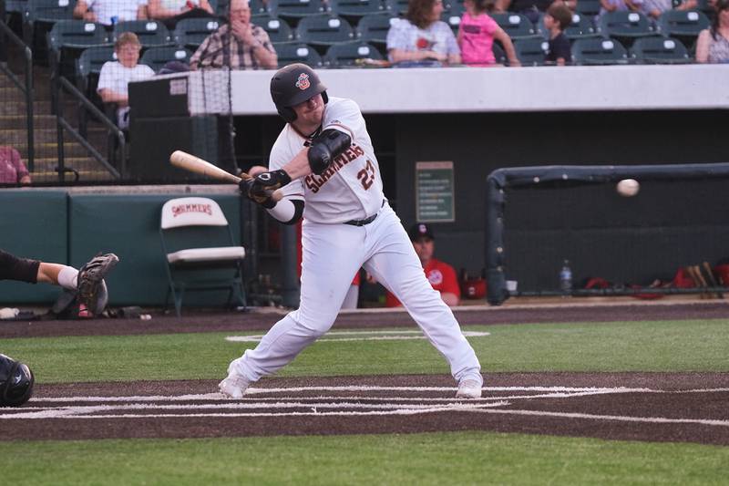 Joliet Slammers' Brylie Ware locks in on a pitch against the Ottawa Titans. Friday, May 13, 2022, in Joliet.