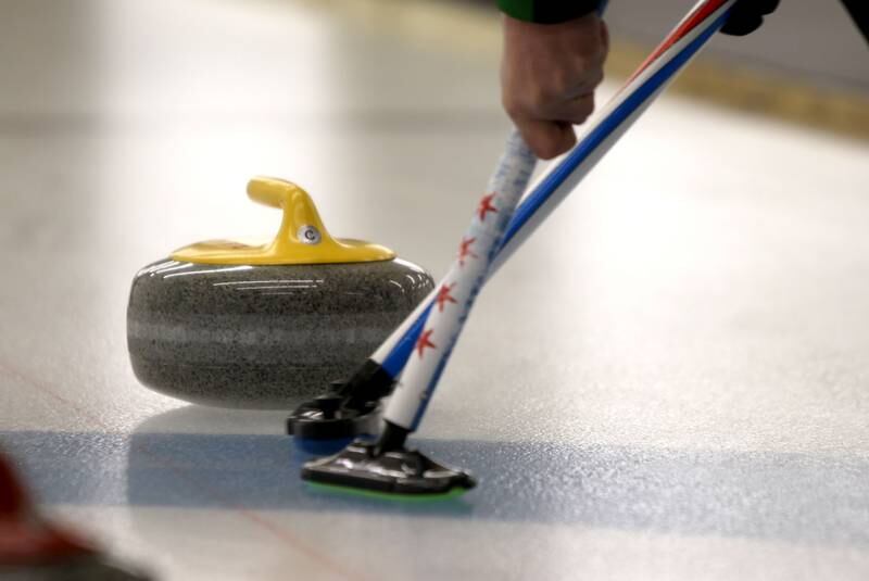 Stones used in curling are all 42 pounds and made of pure granite. The granite for all curiing stones in the world is mined from a single quarry in Scotland.