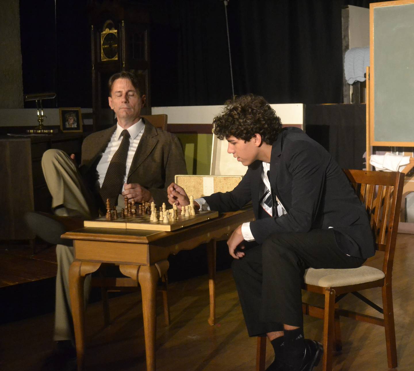 John Pietrzyk (from left) portrays Alan Hoffman, and Alexander Garcia is Jim Quinn in "Prodigal Son," presented by Elgin Theatre Company.