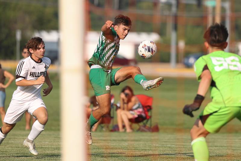 Providence’s Jimmy Piko takes a shot on goal against Joliet Catholic on Aug. 21, 2023 in New Lenox.