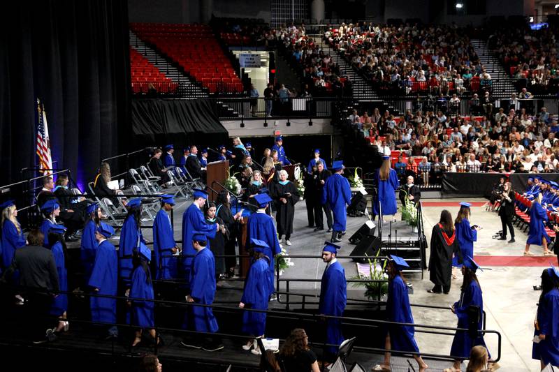 St. Charles North graduates cross the stage during the school’s 2025 commencement ceremony on Thursday, May 22, 2025 at Northern Illinois University in DeKalb.
