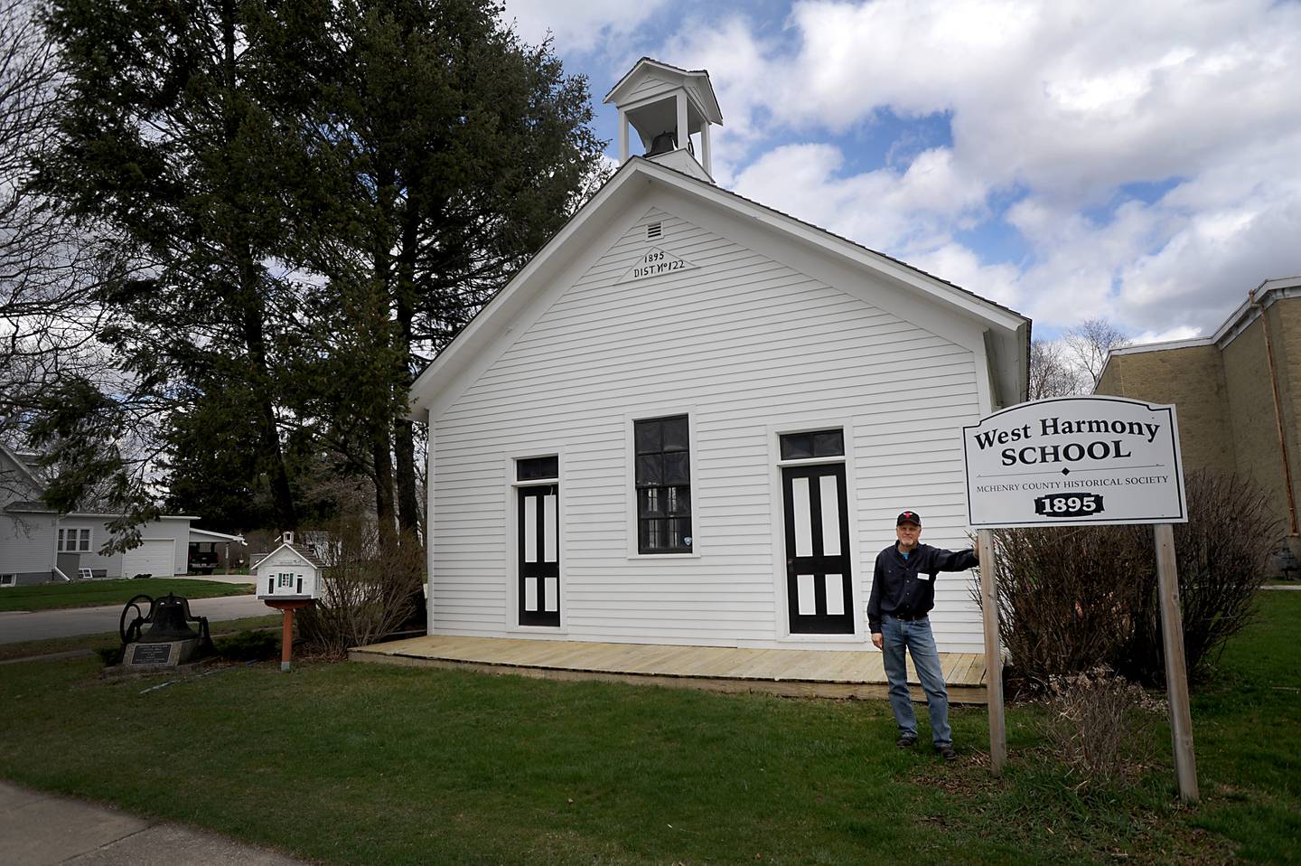 Kurt Begalka, the administrator of the McHenry County Historical Society and Museum, 6422 Main St. in Union, is photographed outside the museum's 1895 West Harmony School on Thursday, April 14, 2022.