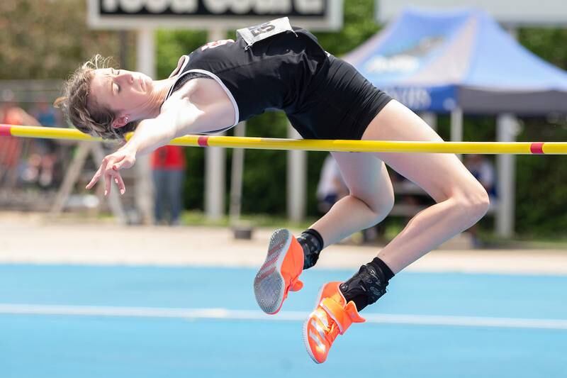 June 10, 2021- Charleston, IL -Indian Creek's Brooke Probst competes in the Class 1A High Jump during IHSA Girls State Track and Field Finals.