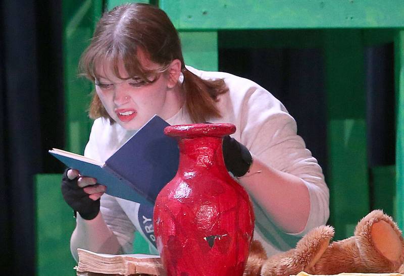 Ivy Soens as Gorilla acts out a scene during a rehearsal of "Tarzan" on Thursday, Jan. 16, 2025 at Stage 212 in La Salle.
