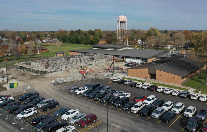 Crews with Vissering Construction build a 14,000 square-foot addition to the west side of Northwest School on Tuesday, Nov. 7, 2023 in La Salle. The addition will hold eight new classrooms including early childhood and kindergarten. The district was awarded $3.2 million State of Illinois as part of the Early Childhood Construction Grant program. The grant program is part of Governor JB Pritzker's Rebuild Illinois capital plan. Vissering Construction and BCA Architects in Ottawa are the contractors working at the site. The new addition is scheduled to be completed for the 2024-2025 school year.