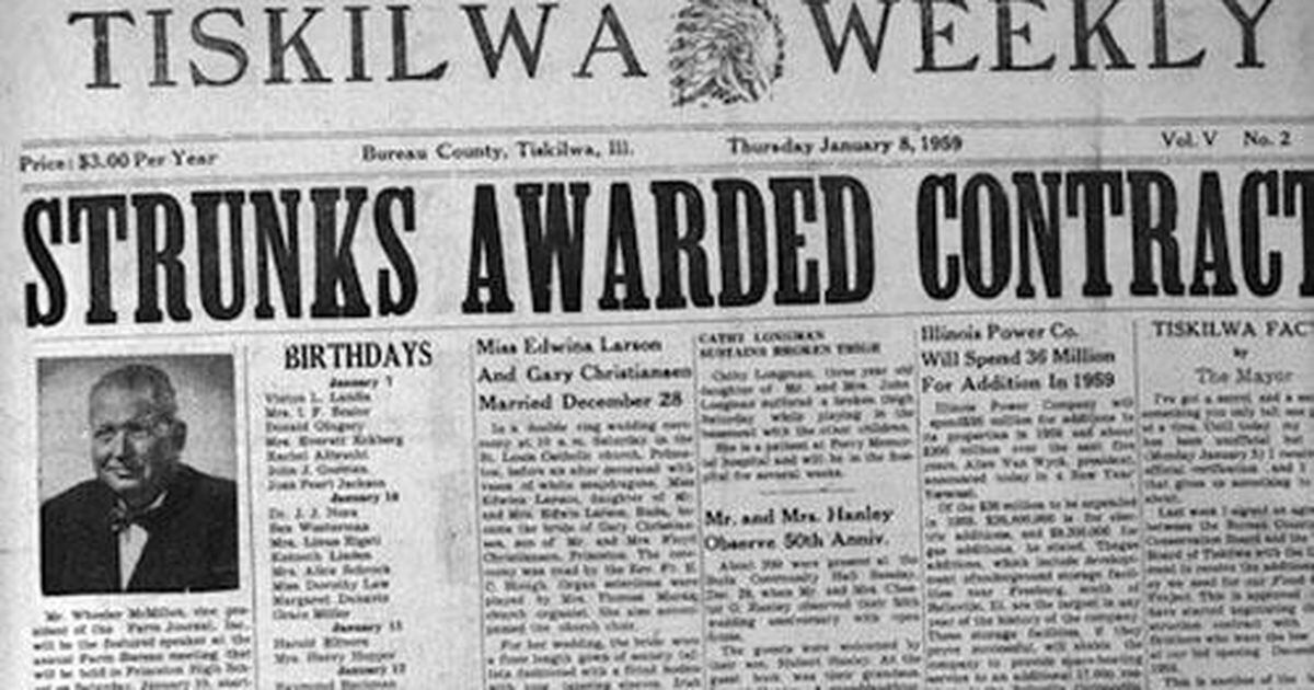 ‘Tiskilwa in Print Newspapers from 1856 to 2019’ will be featured Sept
