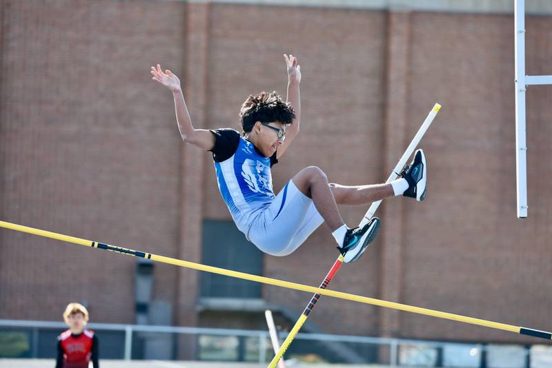 Princeton's Michael Sanchez-Rodriquez competes in the pole vault in Tuesday's Howard-Monier Invite.