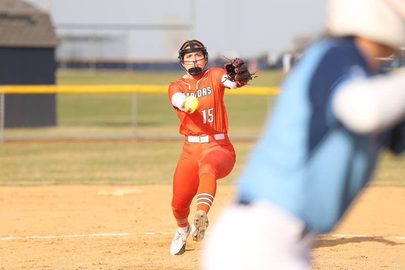Lincoln-Way West’s Abby Brueggmann delivers a pitch against Plainfield South on Tuesday, March 24, 2026 in Plainfield.