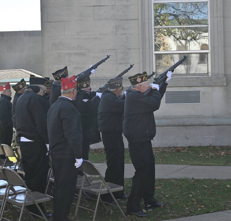 The Morris Color Guard during the Veteran's Day Ceremony at the Grundy County Courthouse on Friday.