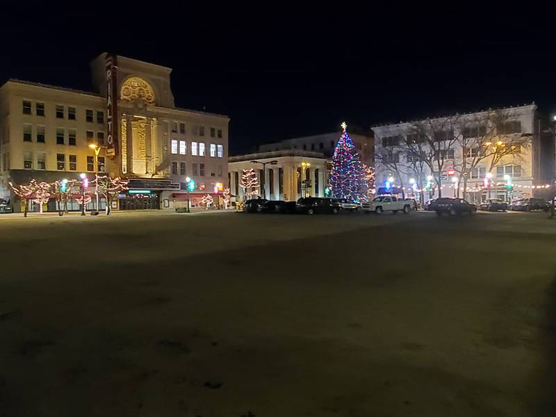 Downtown Joliet at night before the holidays is filled with a quiet, peaceful holiday spirit, if you know where to look.