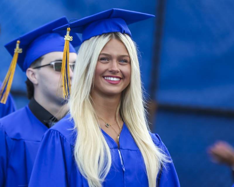 Students march onto the field at the Lyons Township High School Graduation ceremony Wednesday, May 28, 2025  in Western Springs.